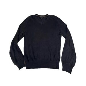 Banana Republic Men's Navy V-Neck Linen Sweater size Medium- Loose Knit